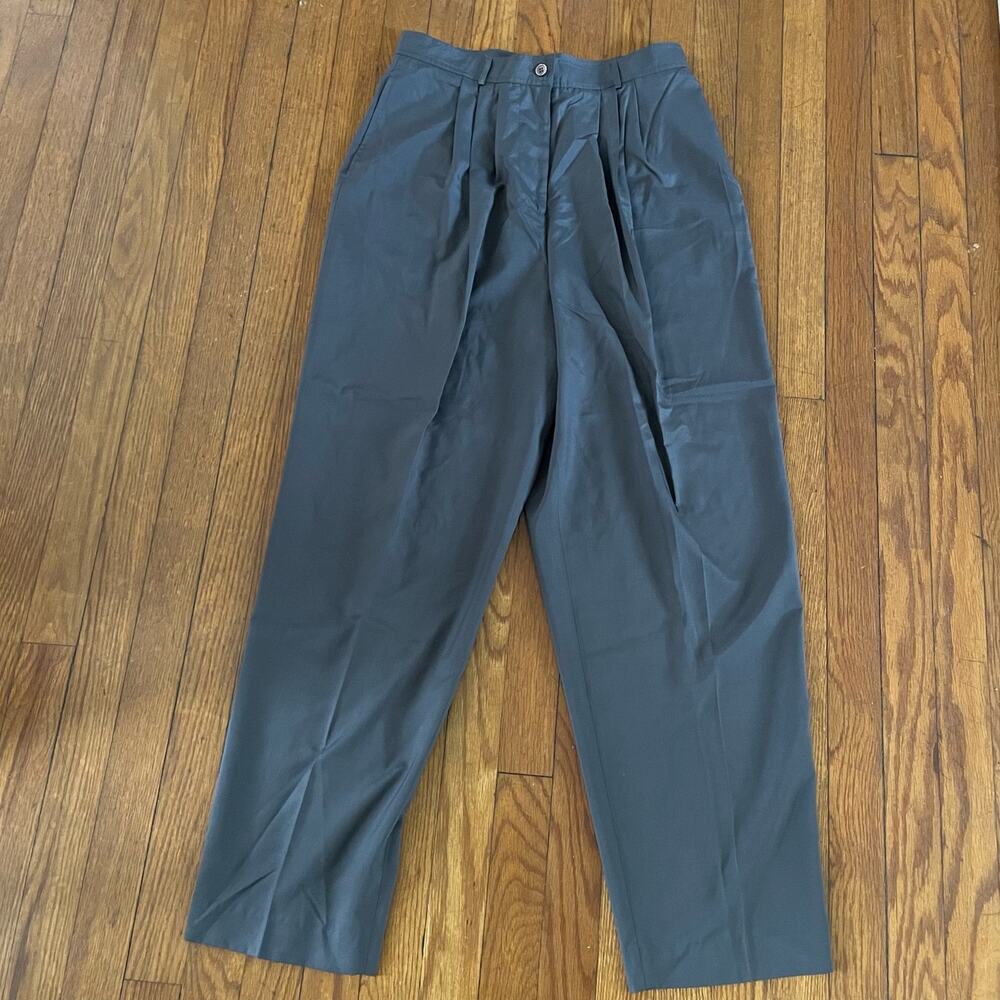 NEW Vintage Talbots Size 14 100% Silk Pleated Dress Pants Grey